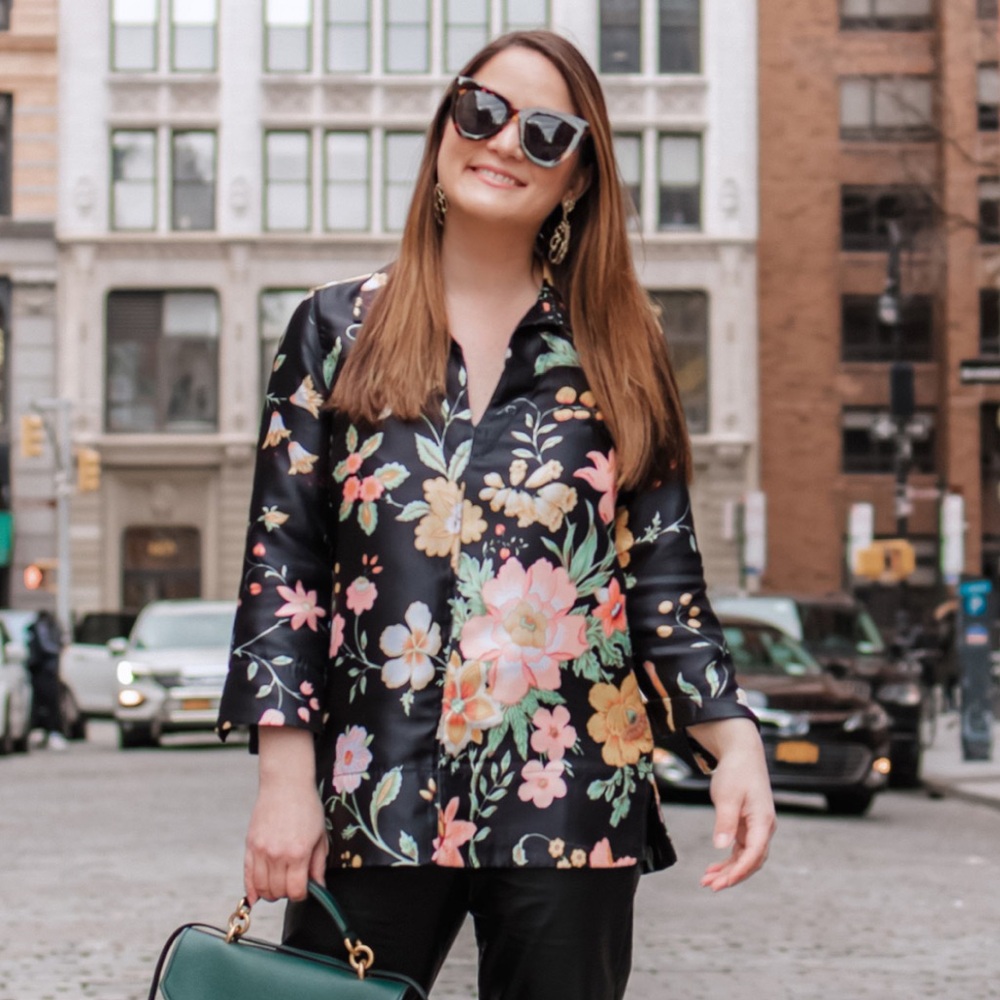 Tuckernuck Black Floral Blouse